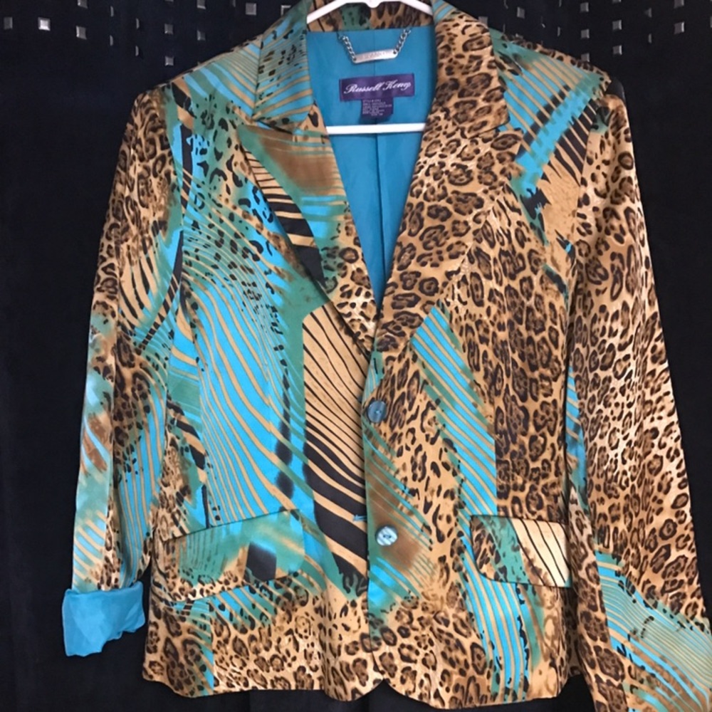 Never worn Freestyle Leopard print satin Blazer